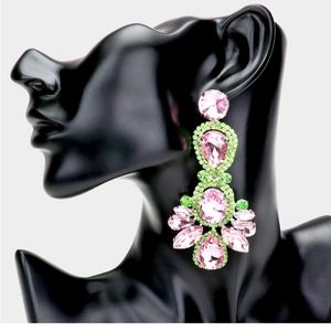 Crystal Rhinestone Pave Drop Evening Earrings